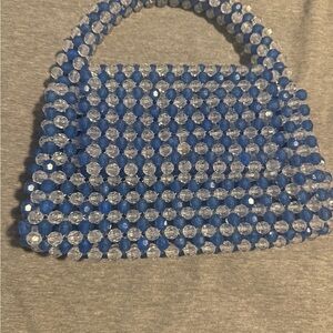 Blue and Clear Beaded Handbag